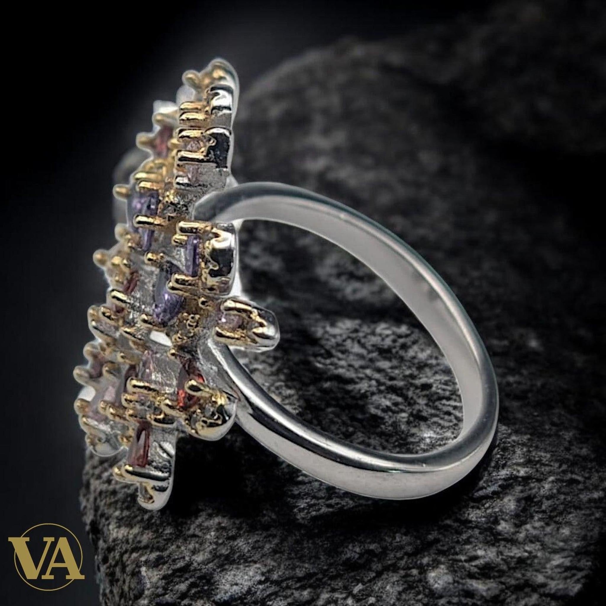Bague Femme femmes Argent 925 – Améthyste & Oxydes Multicolores | Bijoux Vindicta