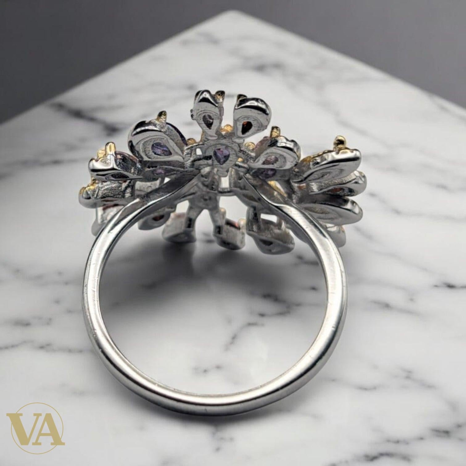 Bague femmes Argent 925 – Améthyste & Oxydes Multicolores