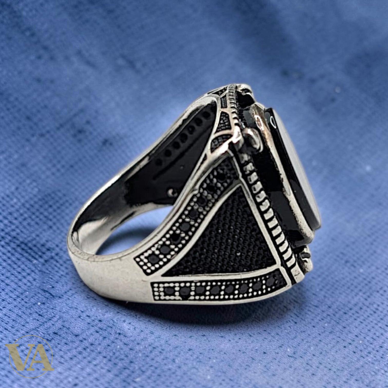 Bague Homme Argent 925 Onyx Noir Ovale – Style Chevalière | Bijoux Vindicta