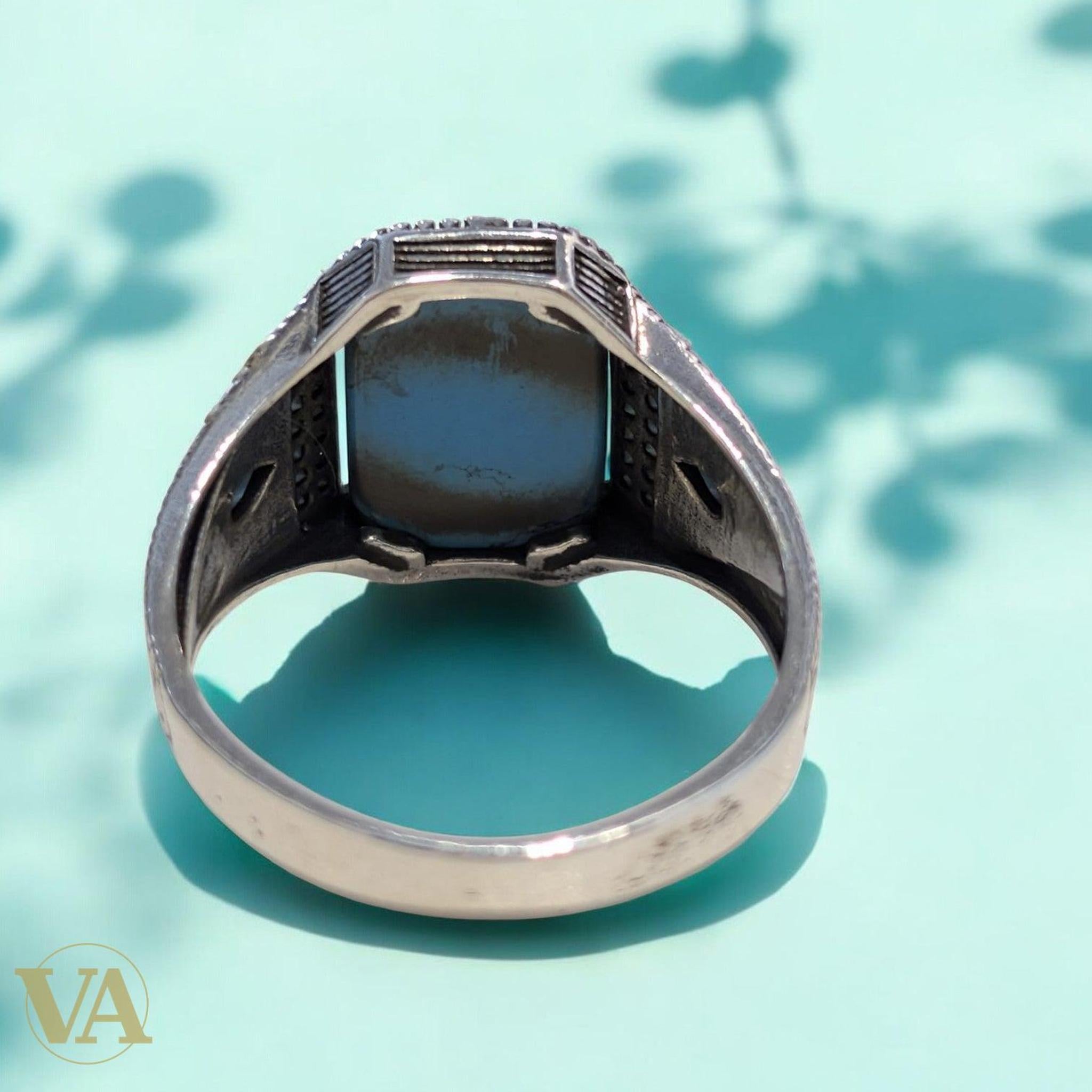 Bague Homme Argent 925 – Turquoise Naturelle - Argent 925 - Vindicta