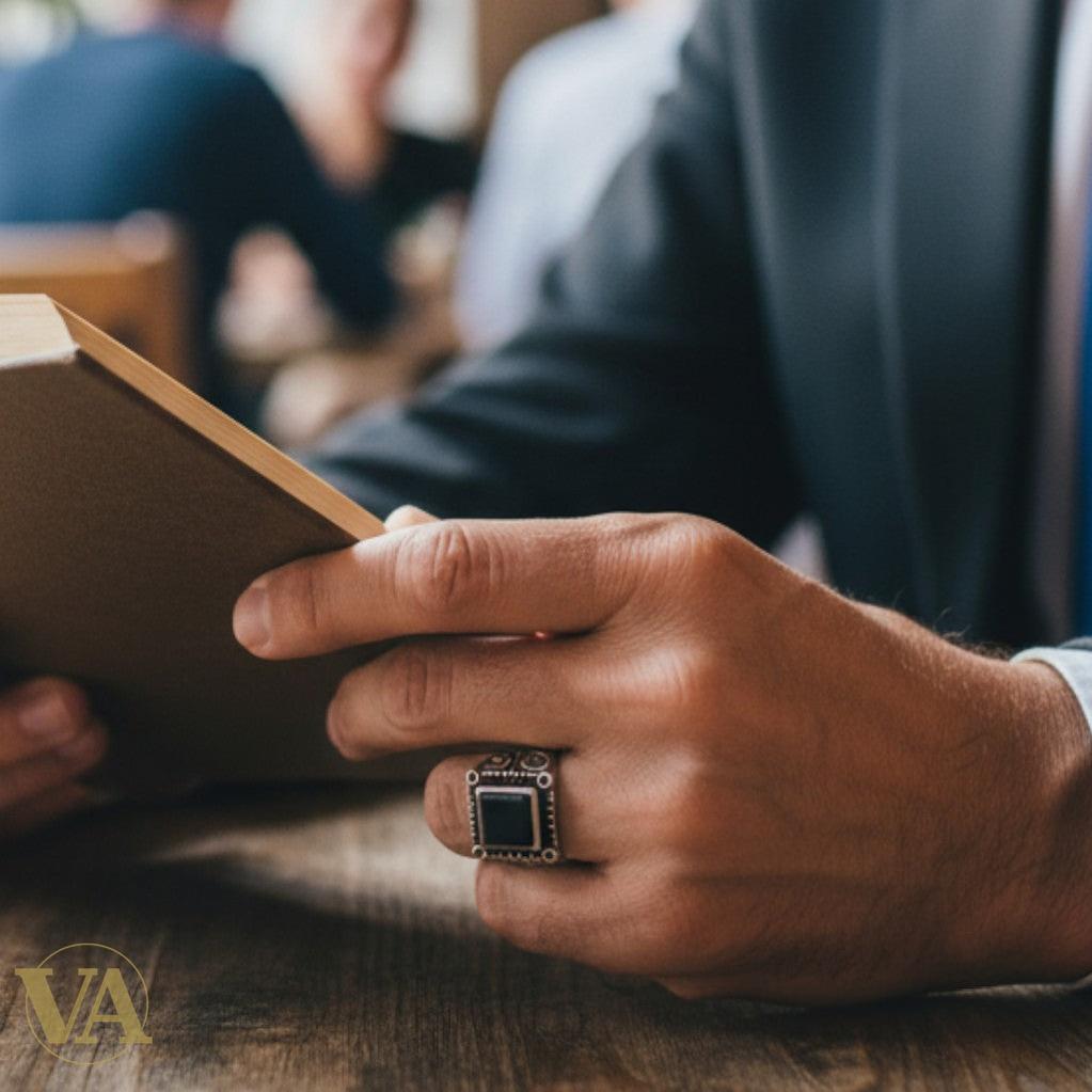 Bague Homme Argent 925 Onyx & Marcassites – Élégance Authentique