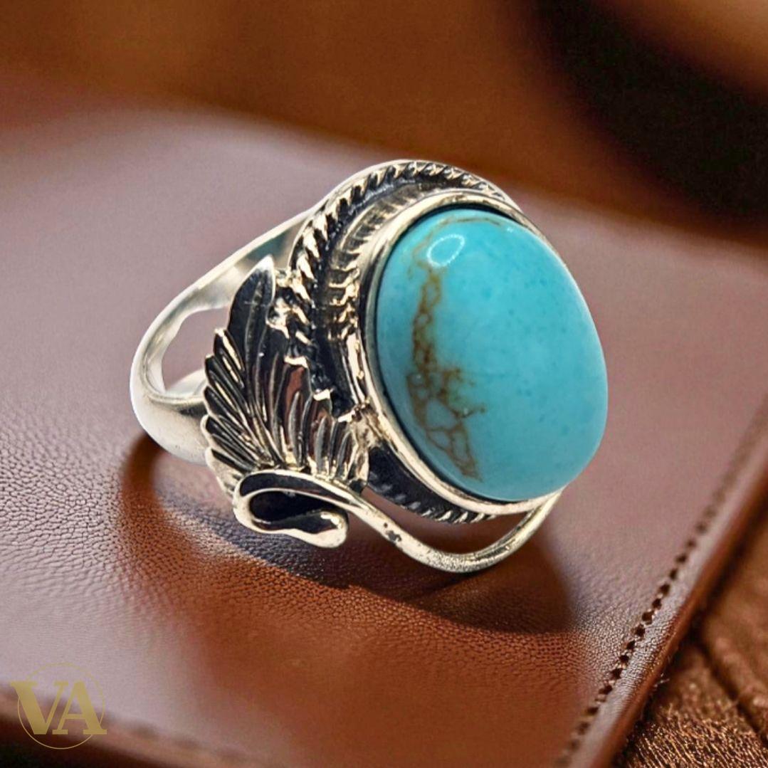Bague argent 925 turquoise cabochon