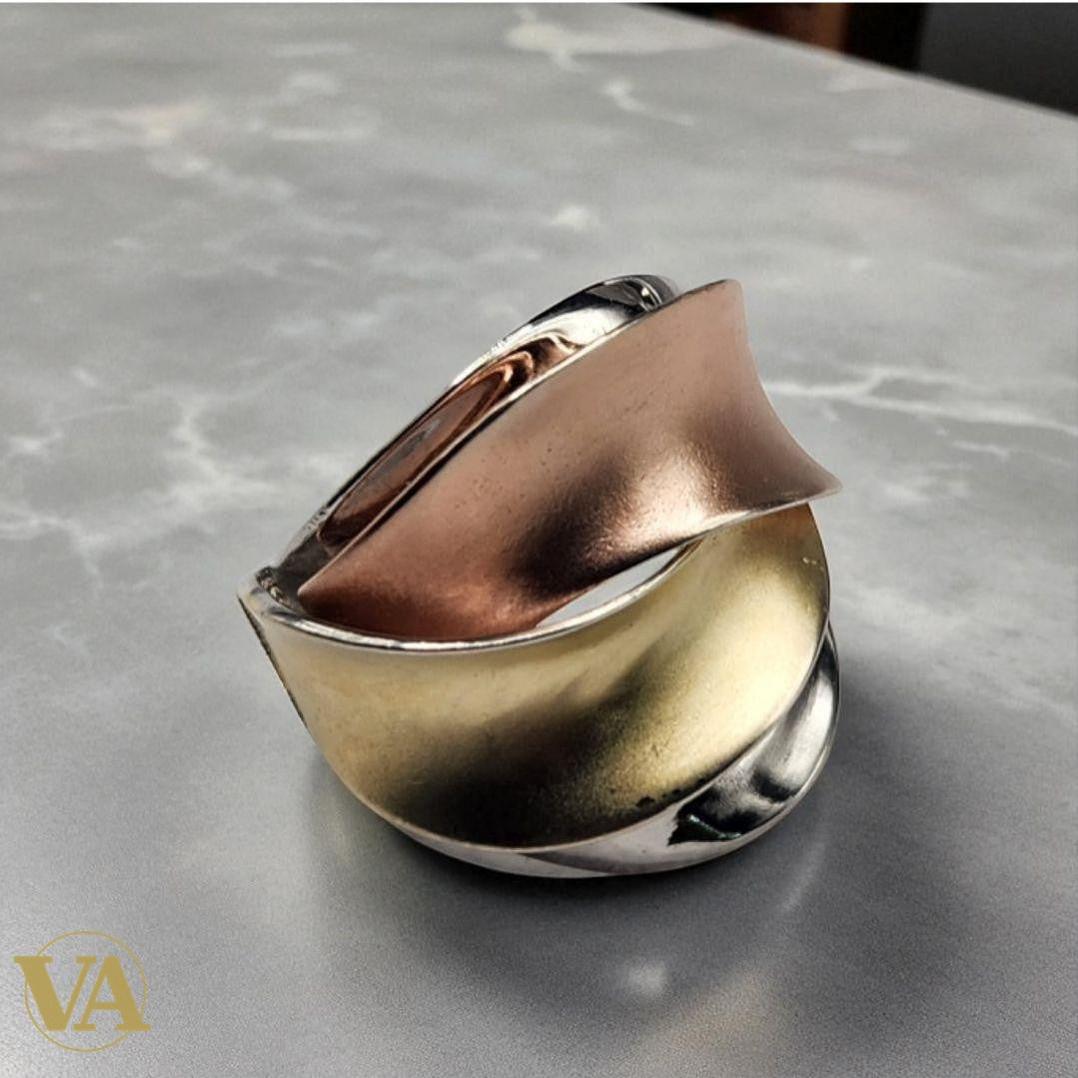 Bague Femme argent 925 trois couleurs entrelacées | Bijoux Vindicta