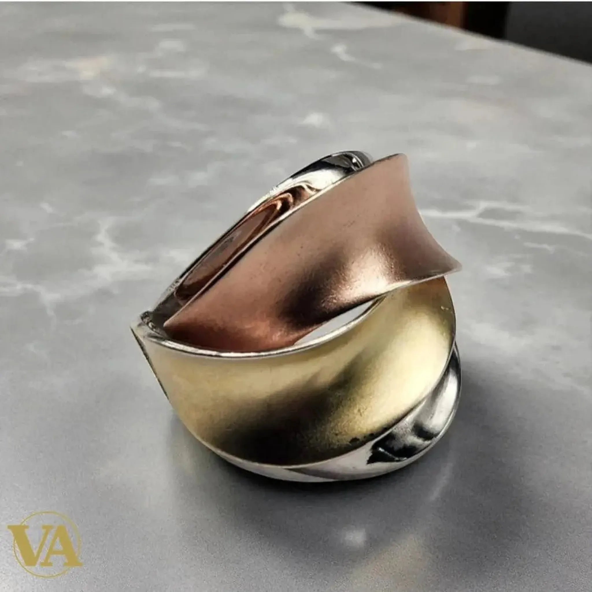 Bague Femme argent 925 trois couleurs entrelacées | Bijoux Vindicta