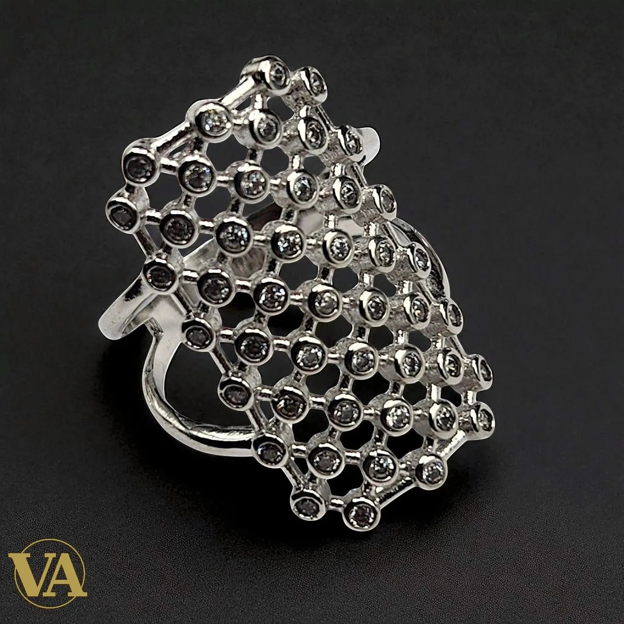 Bague Femme argent 925 ajourée pavée zirconiums | Bijoux Vindicta