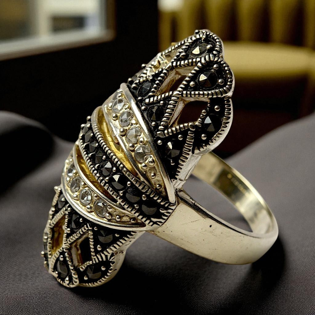 Bague argent ajourée à reliefs perlés