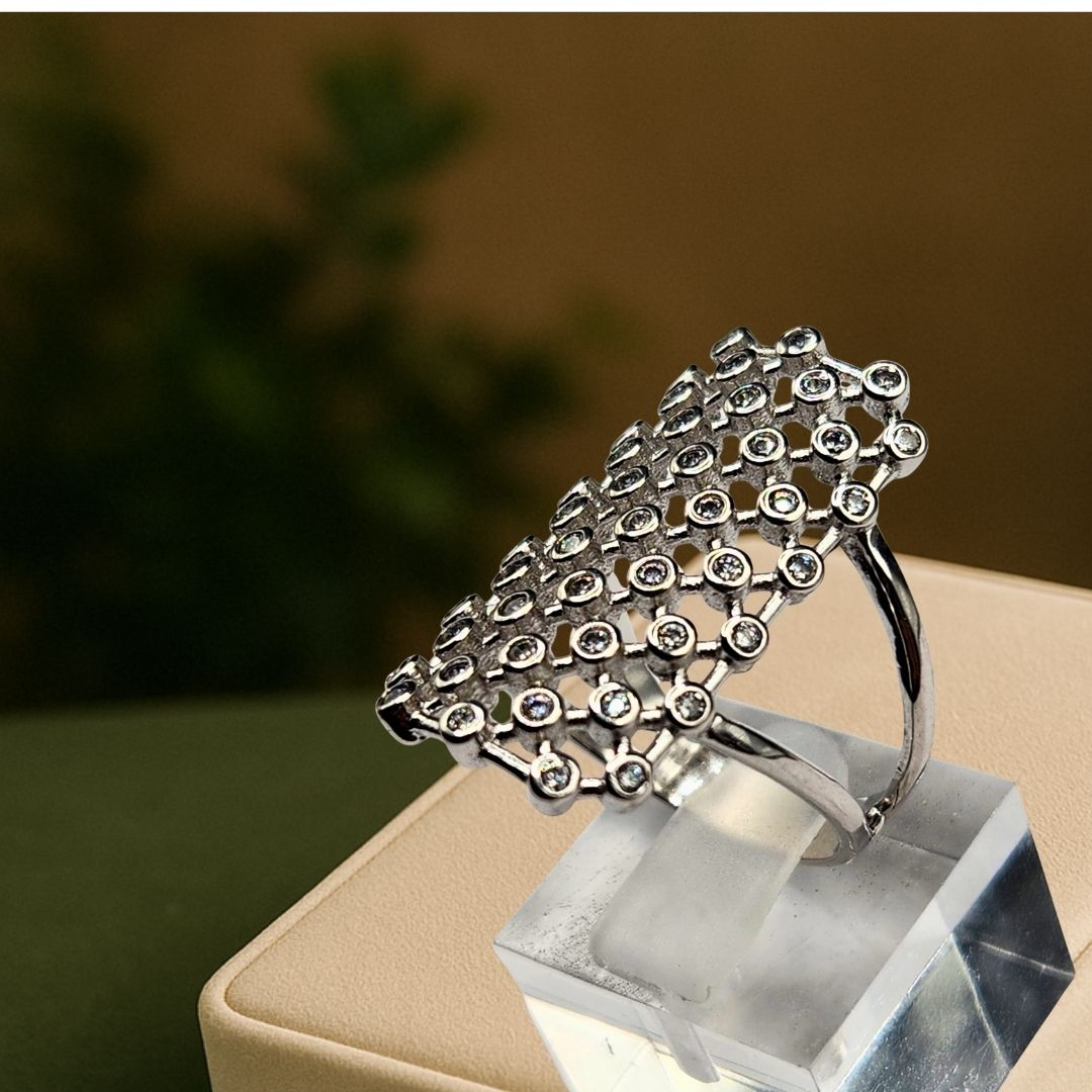 Bague argent 925 ajourée pavée zirconiums