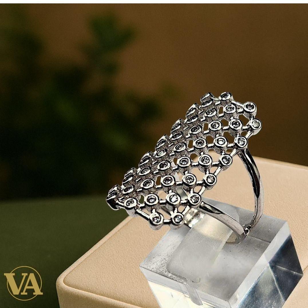 Bague Femme argent 925 ajourée pavée zirconiums | Bijoux Vindicta