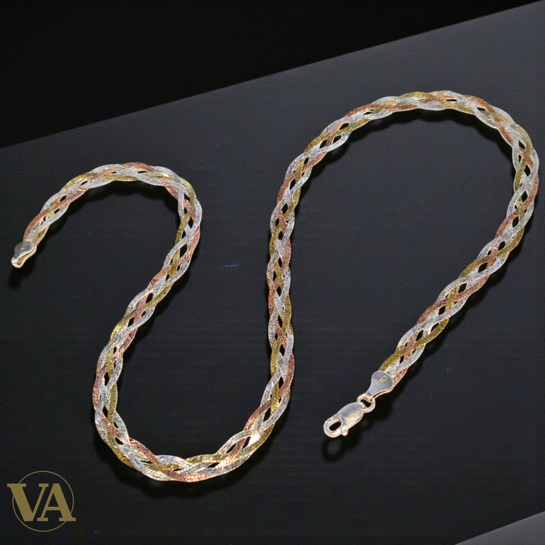 Collier en argent 925 trois nuances – Argent, or jaune et or rose