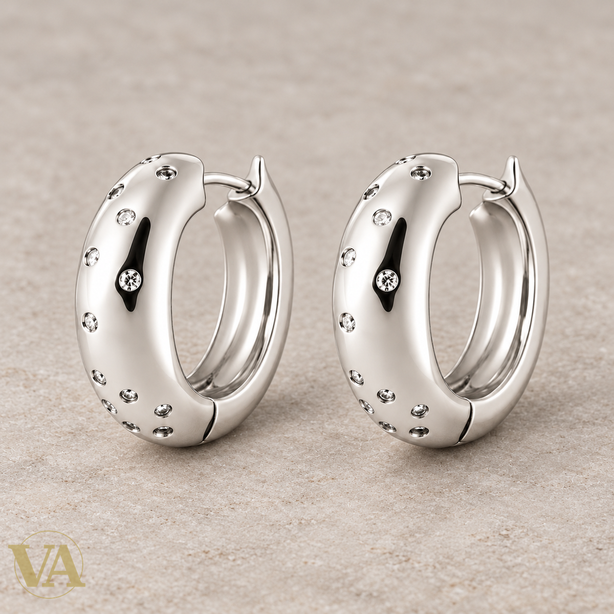 Créoles argent 925 rhodié 20 mm — vue non portée