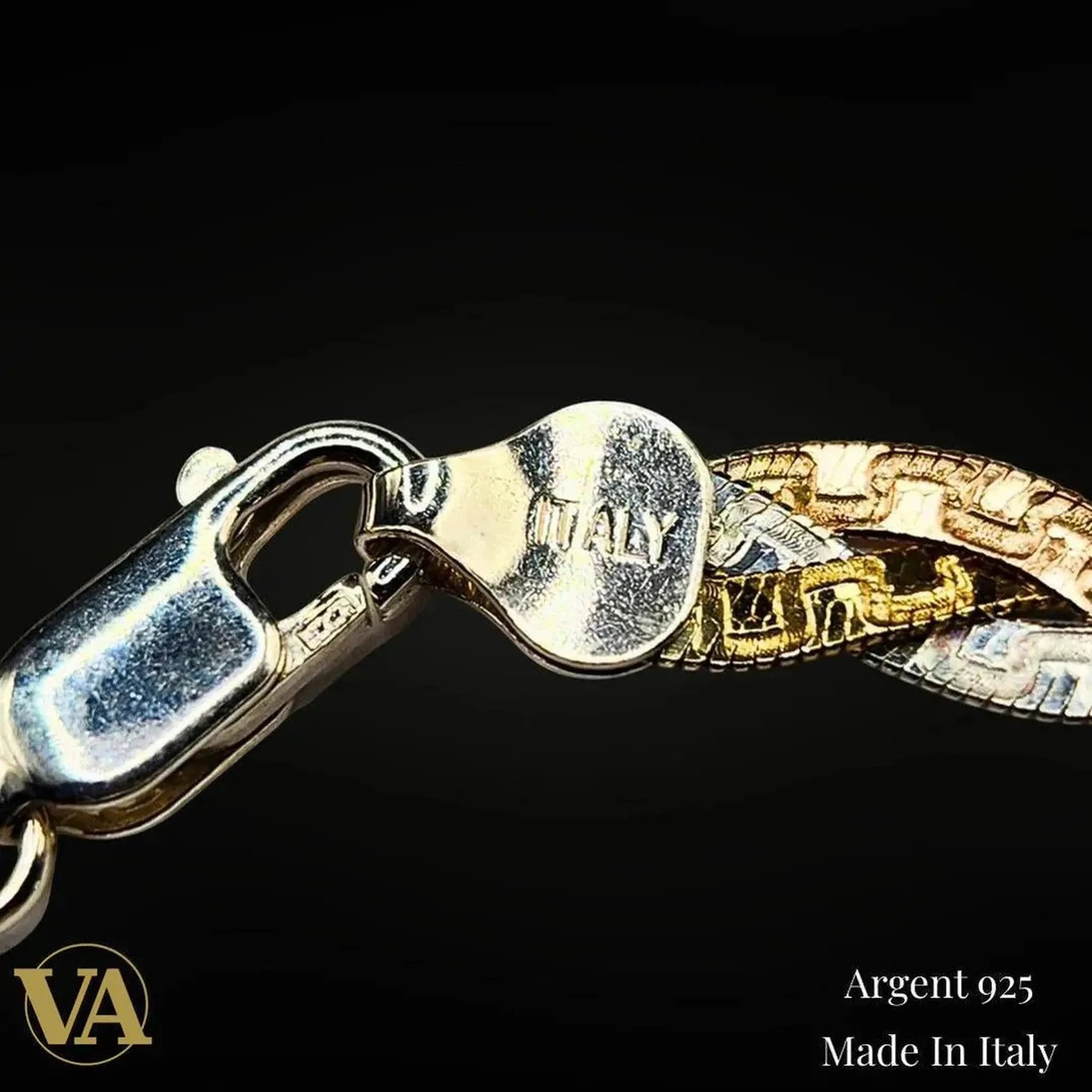 Collier Femme tressé trois couleurs en argent 925 – Élégance italienne | Bijoux Vindicta