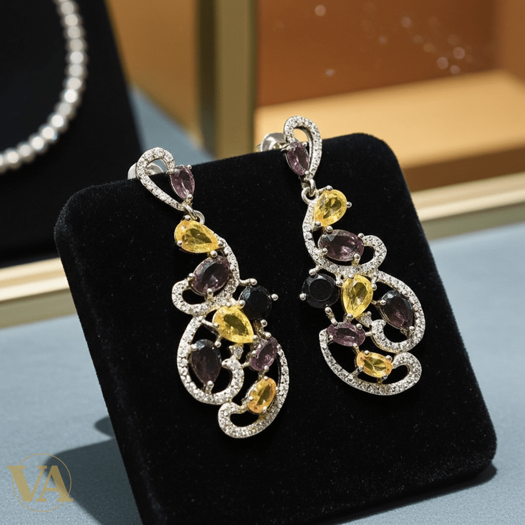 Boucles d’oreilles Femme pendantes multicolores en Argent 925 – Zirconium blanc - Argent 925 - Vindicta