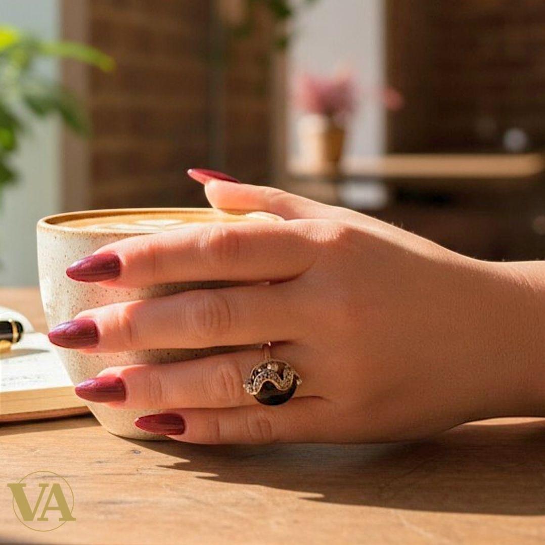 Bague femme argent 925 onyx & marcassites – Élégance intemporelle