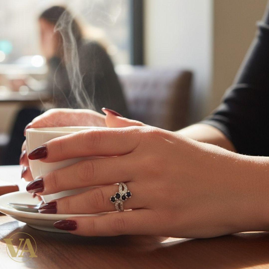 Bague argent 925 pavée noire – ajourée