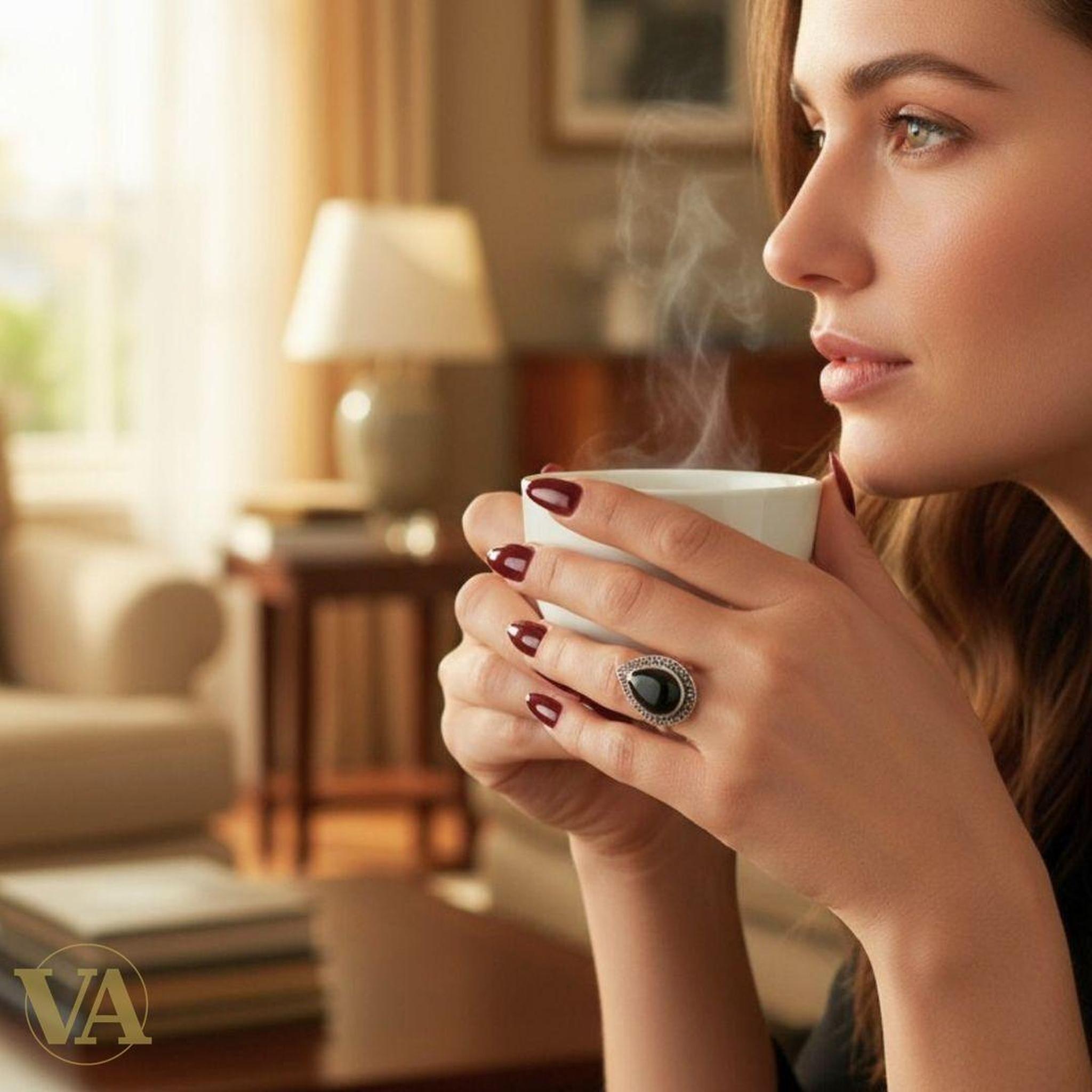 Bague femme argent 925 onyx et marcassites | Bijoux Vindicta