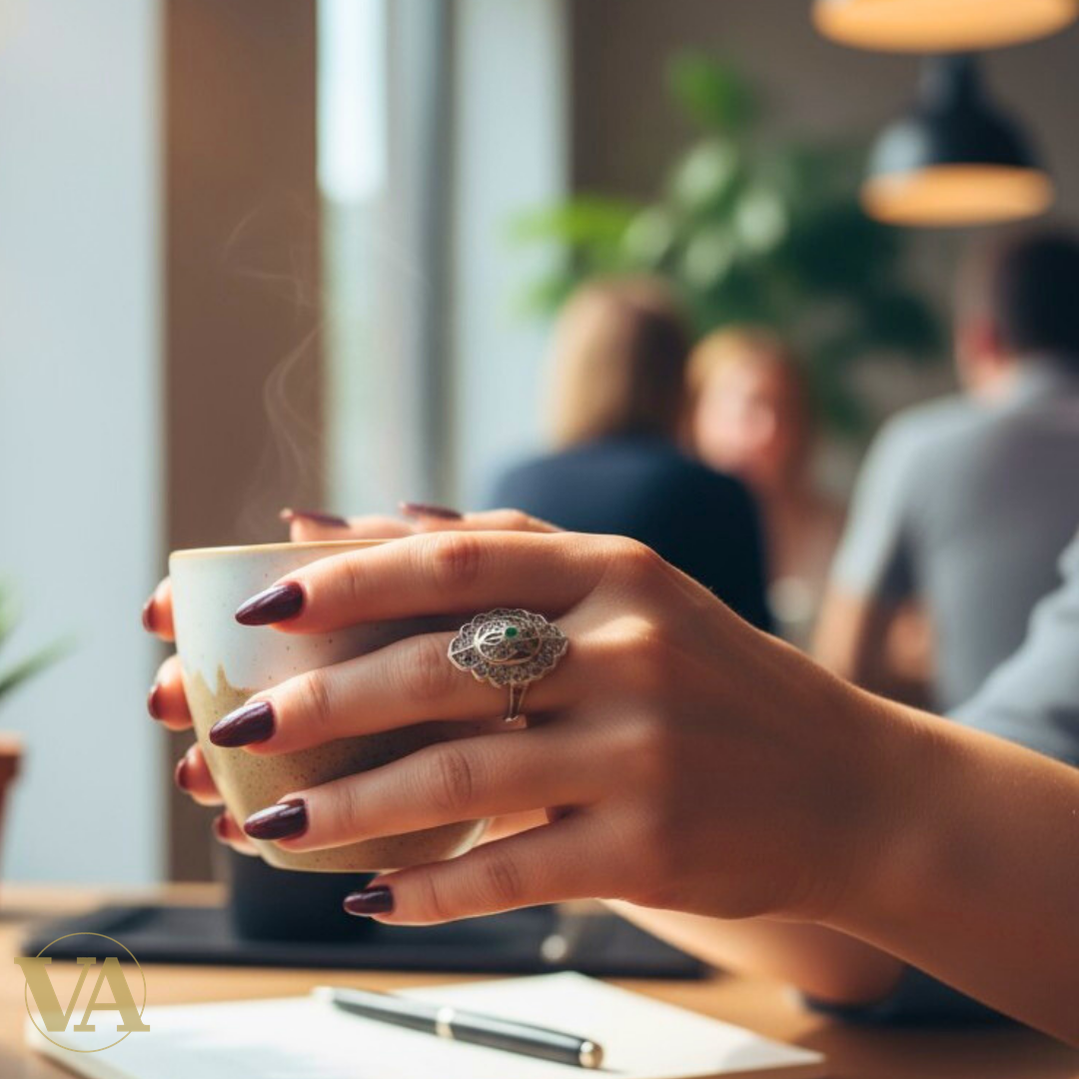 Bague Argent 925 Ajourée & Pierre Verte