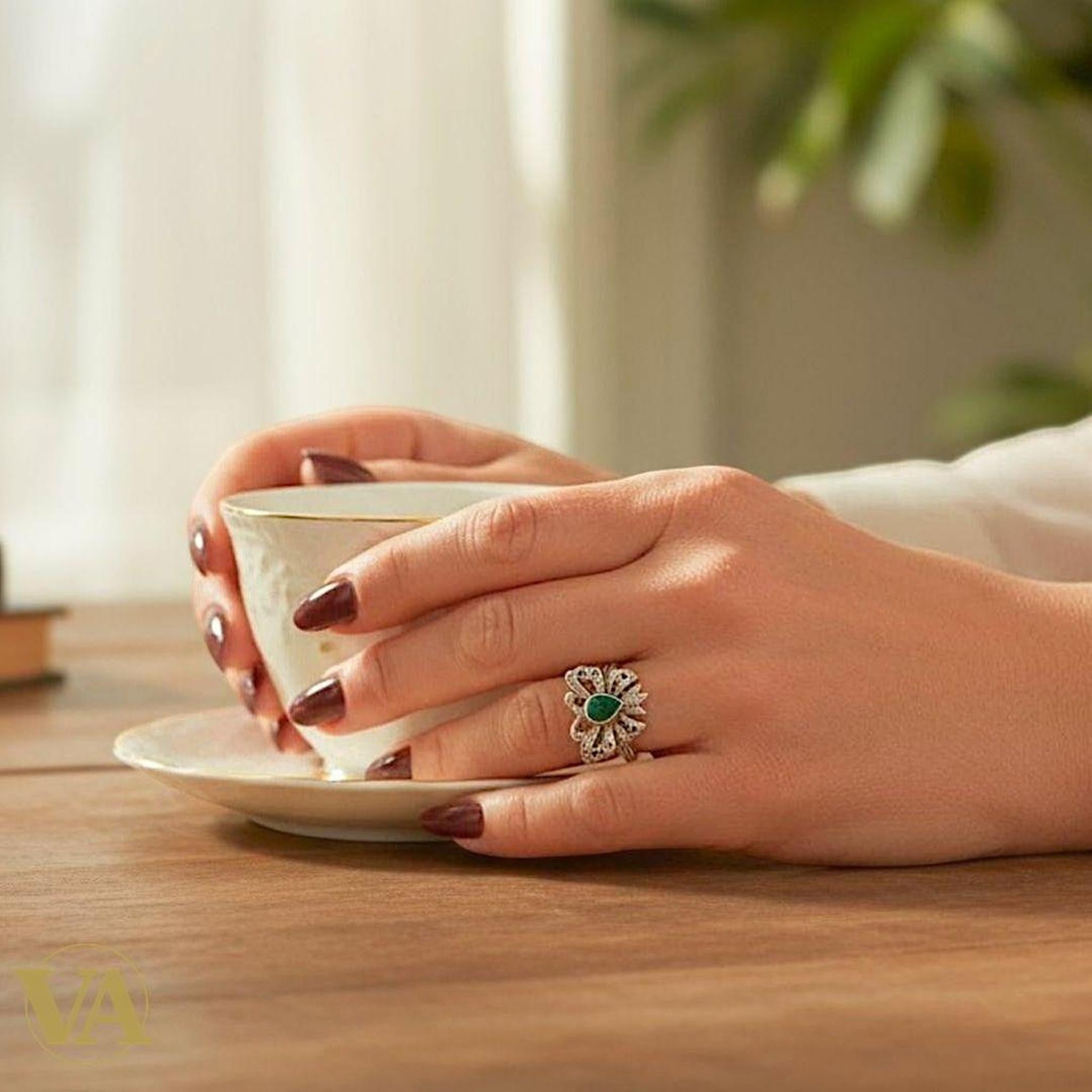 Bague femme argent 925 papillon – Agate verte et marcassites – Élégance vintage | Bijoux Vindicta