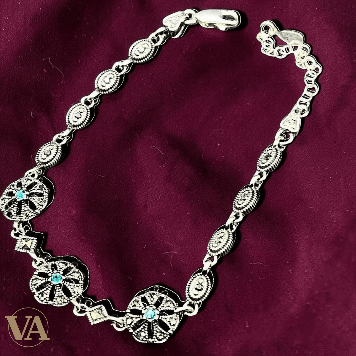 Bracelet Femme Argent 925 Marcassite – 17cm + 5cm, 7g - Argent 925 - Vindicta
