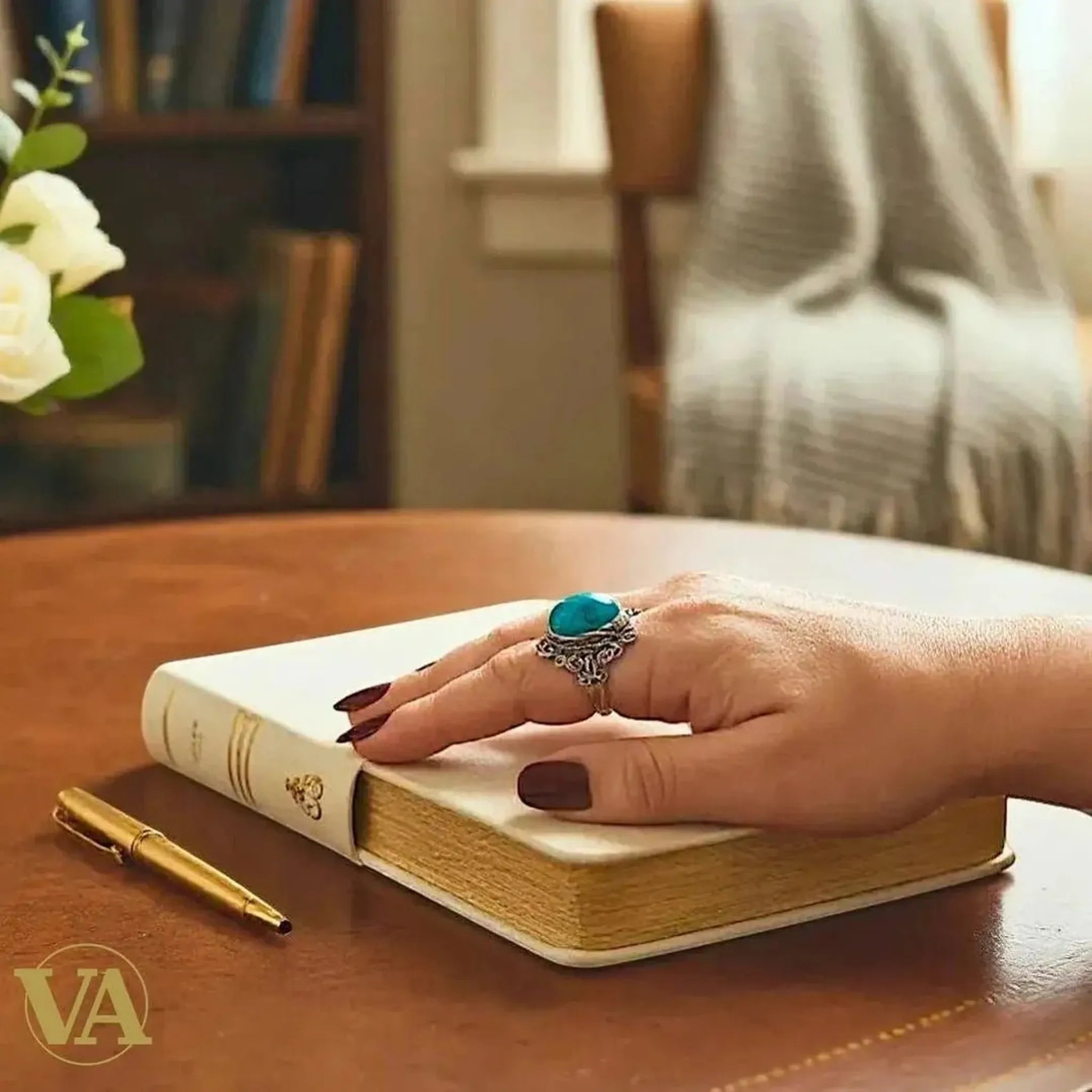 Bague Femme argent 925 T57 cabochon turquoise – Bohème | Bijoux Vindicta