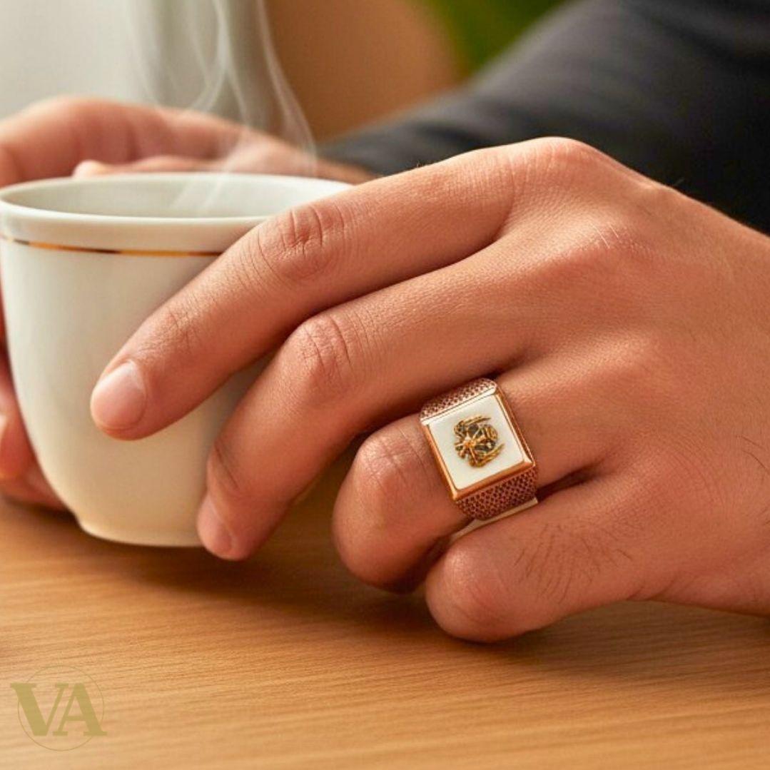 Bague homme argent 925 sceau aigle carré