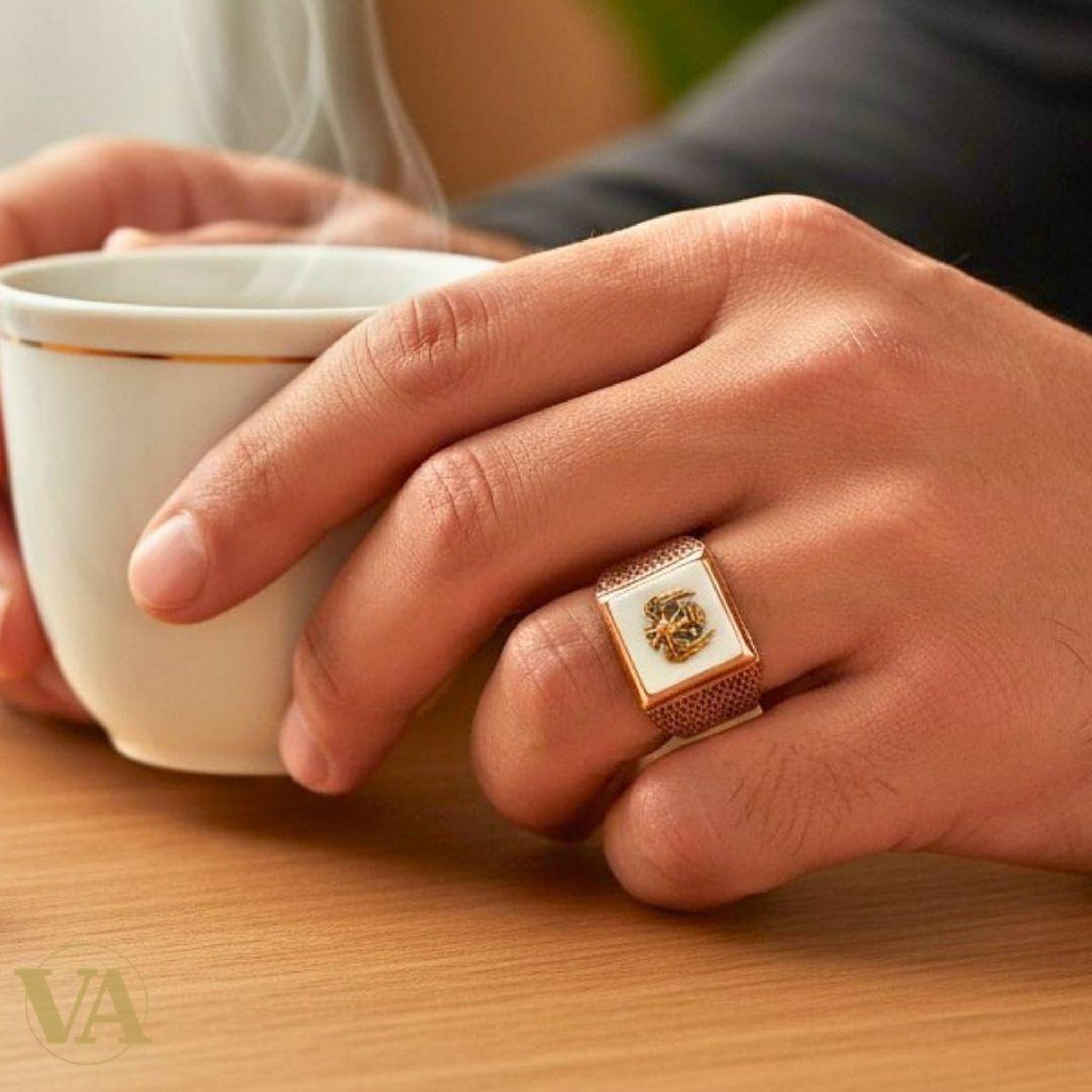 Bague homme argent 925 sceau aigle carré | Bijoux Vindicta