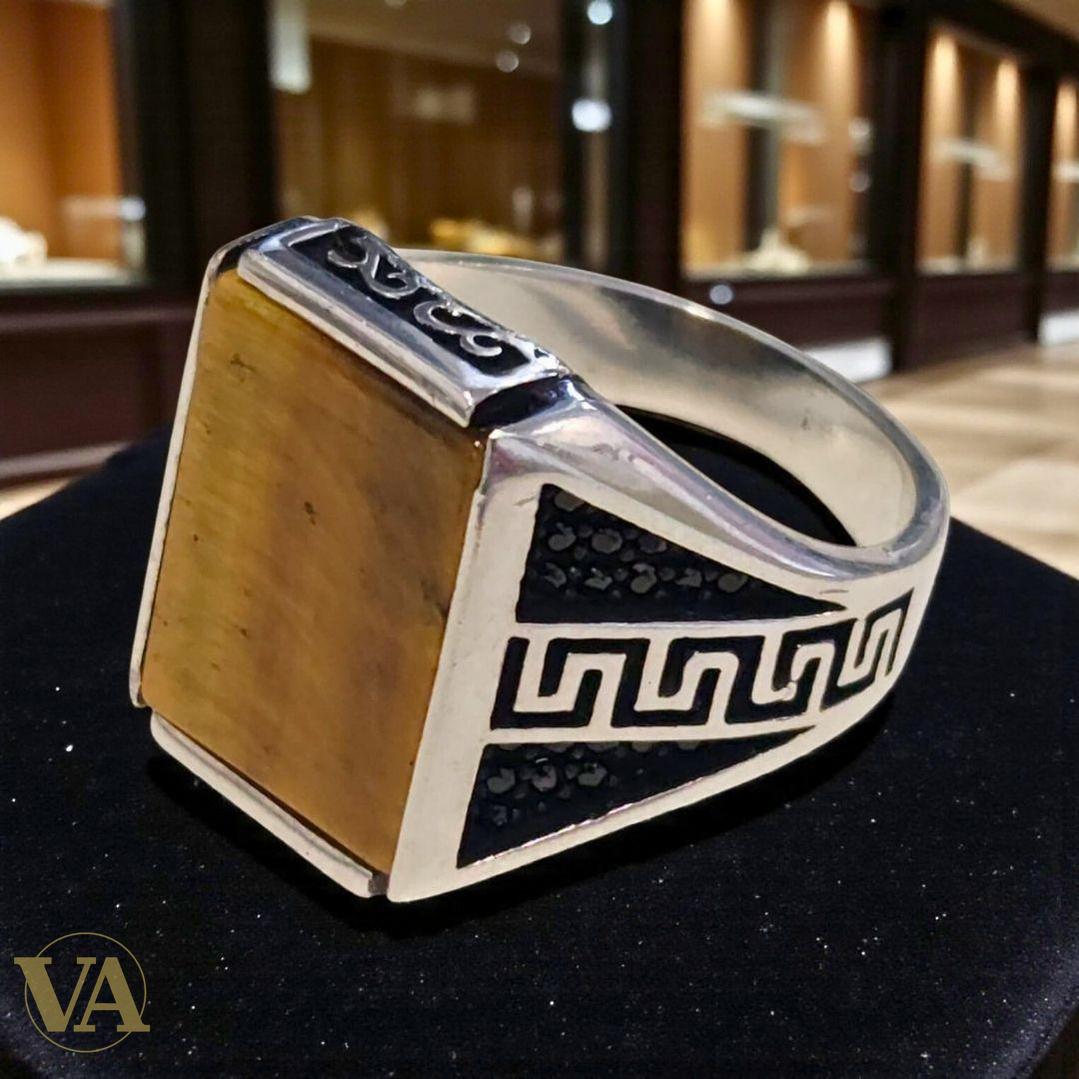 Bague Homme en Argent 925 avec Œil de Tigre