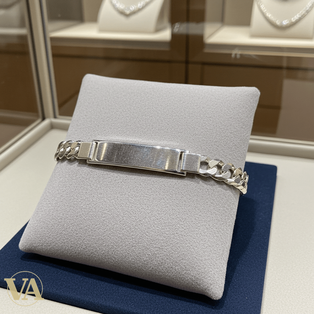 Bracelet Homme Argent 925 – Gourmette & Plaque Fine 38 mm - Argent 925 - Vindicta