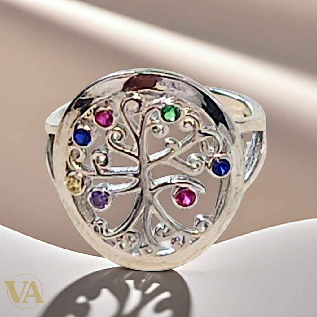 Bague Femme argent 925 Arbre de Vie pierres multicolores-Vindicta : Bijoux Argent 925 Massif, Luxe et Héritage