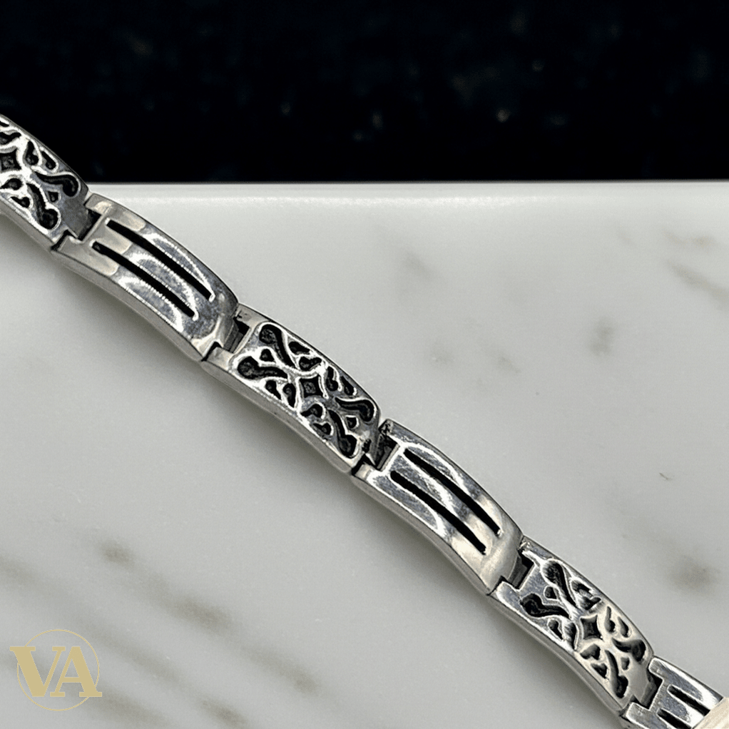 Bracelet Homme Argent 925 – Motifs Arabesques & Maille Articulée - Argent 925 - Vindicta