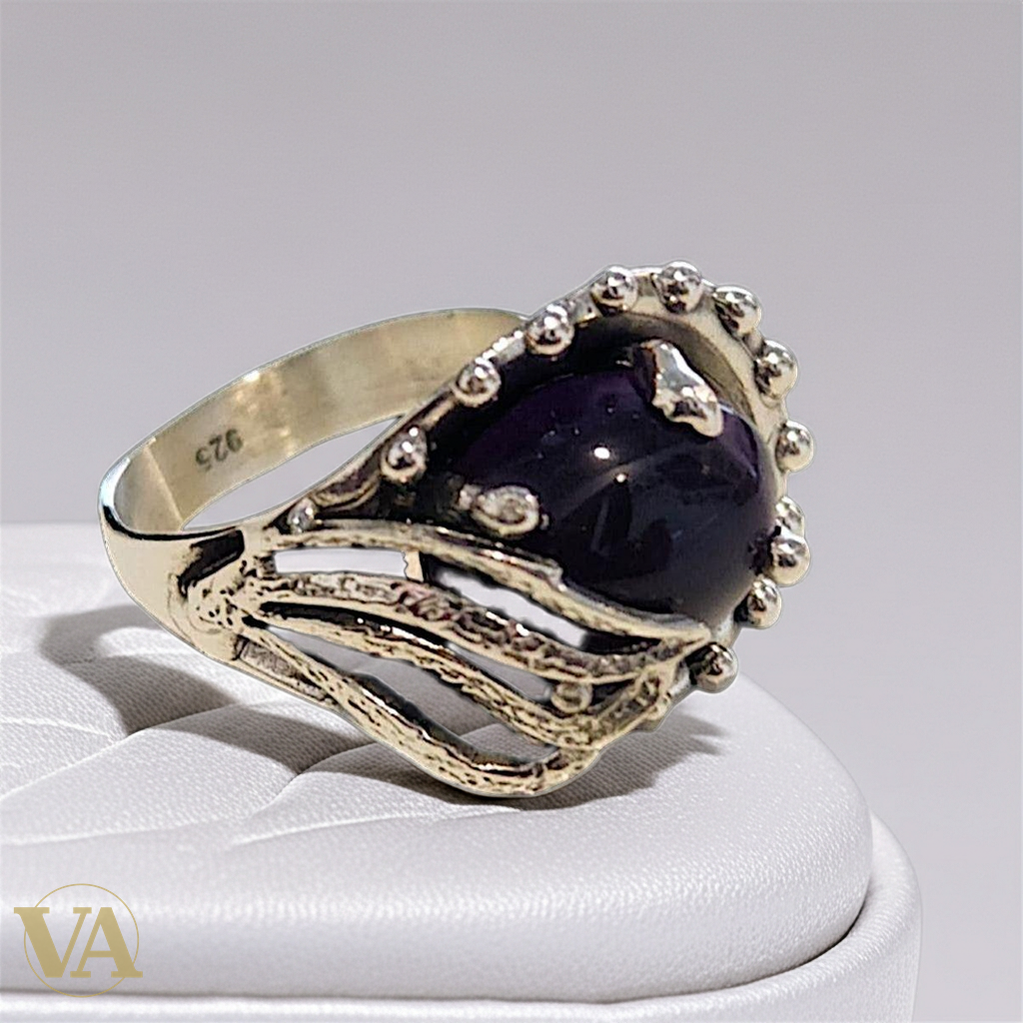 Bague Femme Argent 925 Améthyste cabochon violette
