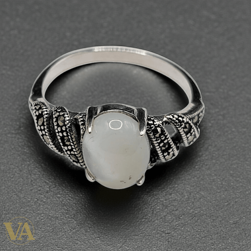 Bague femme Pierre de Lune & Marcassite - Argent 925 - Vindicta