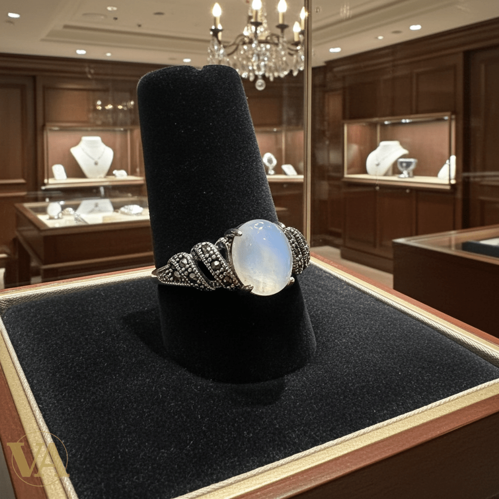 Bague femme Pierre de Lune & Marcassite - Argent 925 - Vindicta