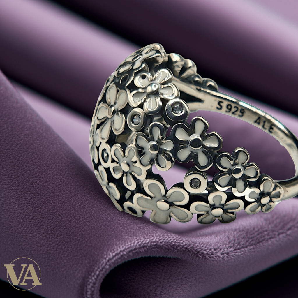 Bague femme argent 925 – Motif floral ajouré et zirconiums – Élégance romantique - Argent 925 - Vindicta
