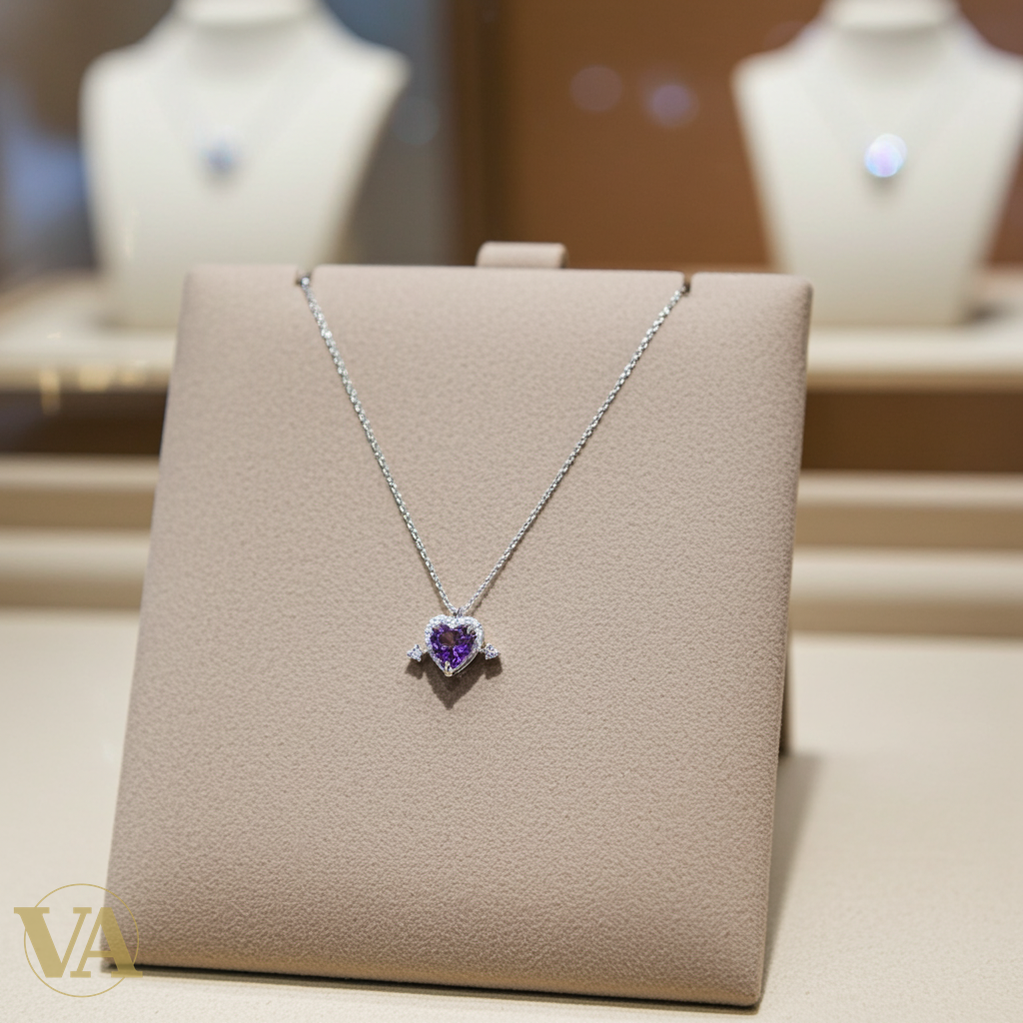 Collier Femme Argent 925 Améthyste Violette – Cœur Flèche Pavé-Vindicta : Bijoux Argent 925 Massif, Luxe et Héritage