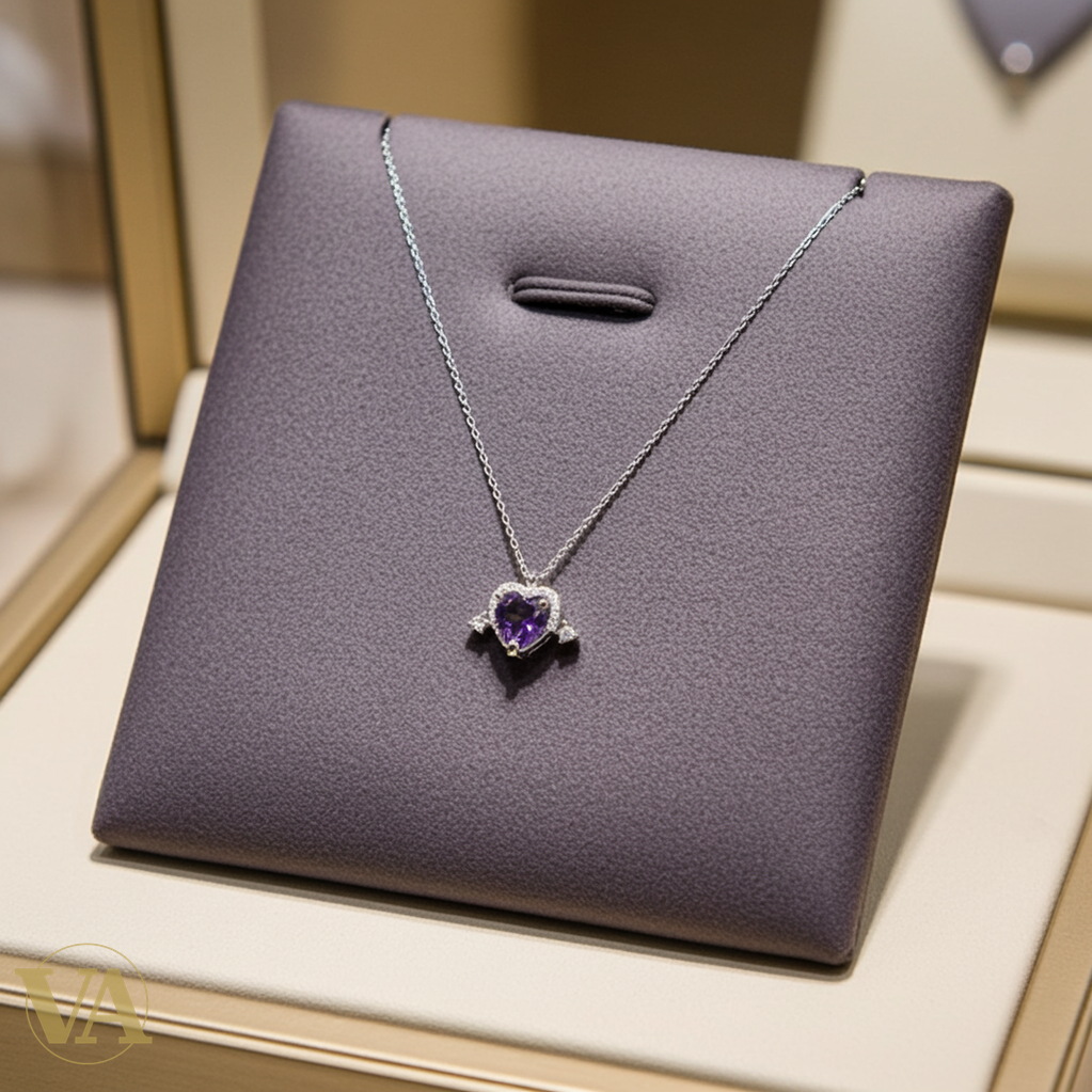 Collier Femme Argent 925 Améthyste Violette – Cœur Flèche Pavé-Vindicta : Bijoux Argent 925 Massif, Luxe et Héritage