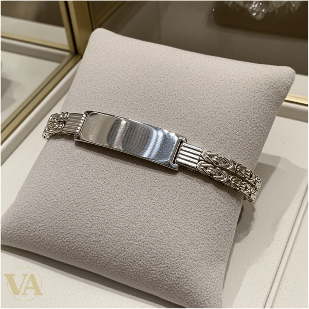 Bracelet Homme Argent 925 – Maille Tressée & Plaque 40 mm - Argent 925 - Vindicta