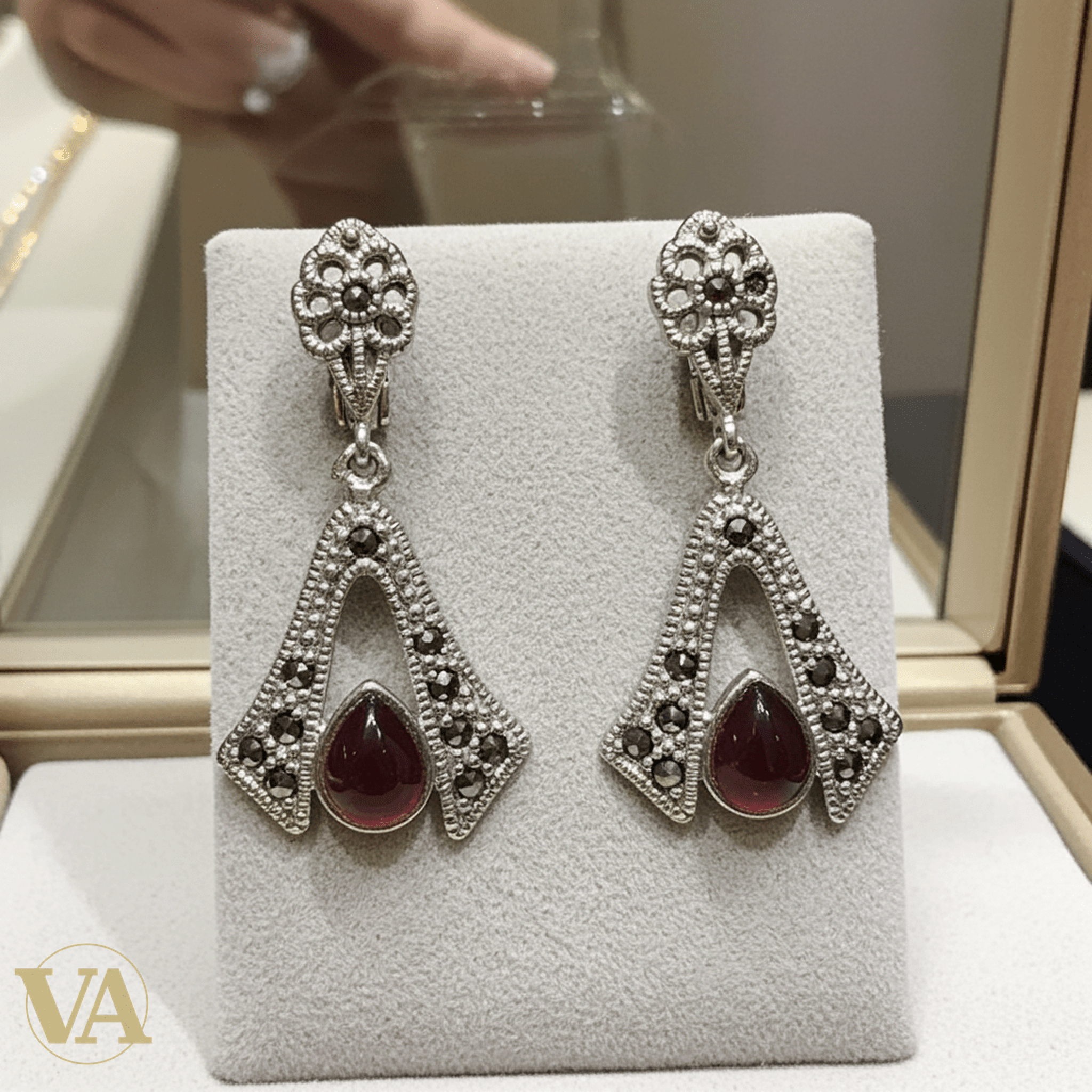 Boucles d'Oreilles Femme Argent 925 Cornaline et Marcassite Art Déco-Vindicta : Bijoux Argent 925 Massif, Luxe et Héritage