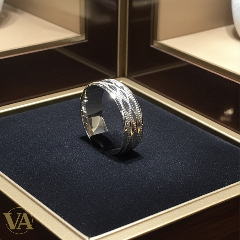Anneau Homme Argent 925 – Gravure losangée satinée-Vindicta : Bijoux Argent 925 Massif, Luxe et Héritage