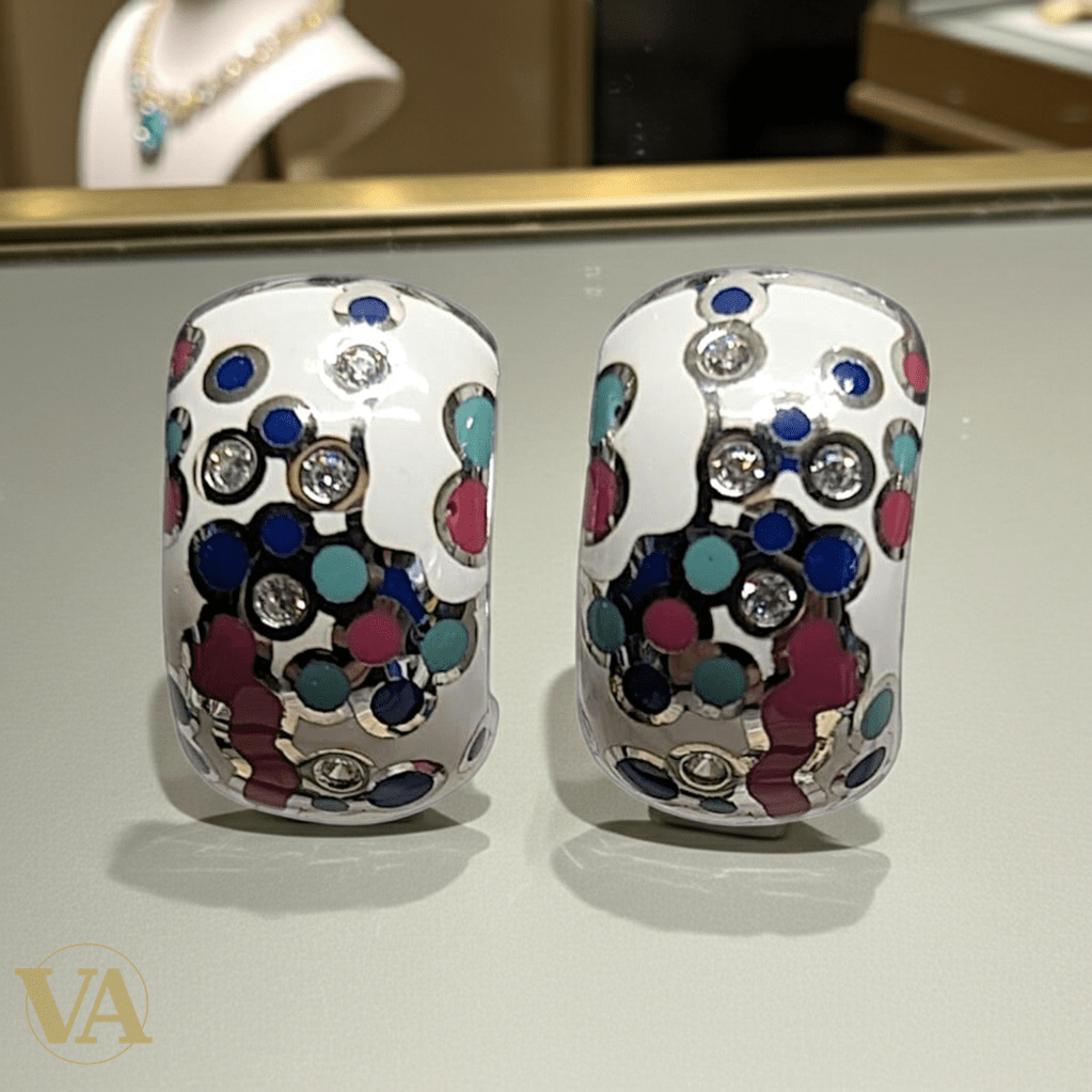 Boucles d'oreilles Femme Argent 925 – Émail Multicolore & Zirconiums-Vindicta : Bijoux Argent 925 Massif, Luxe et Héritage