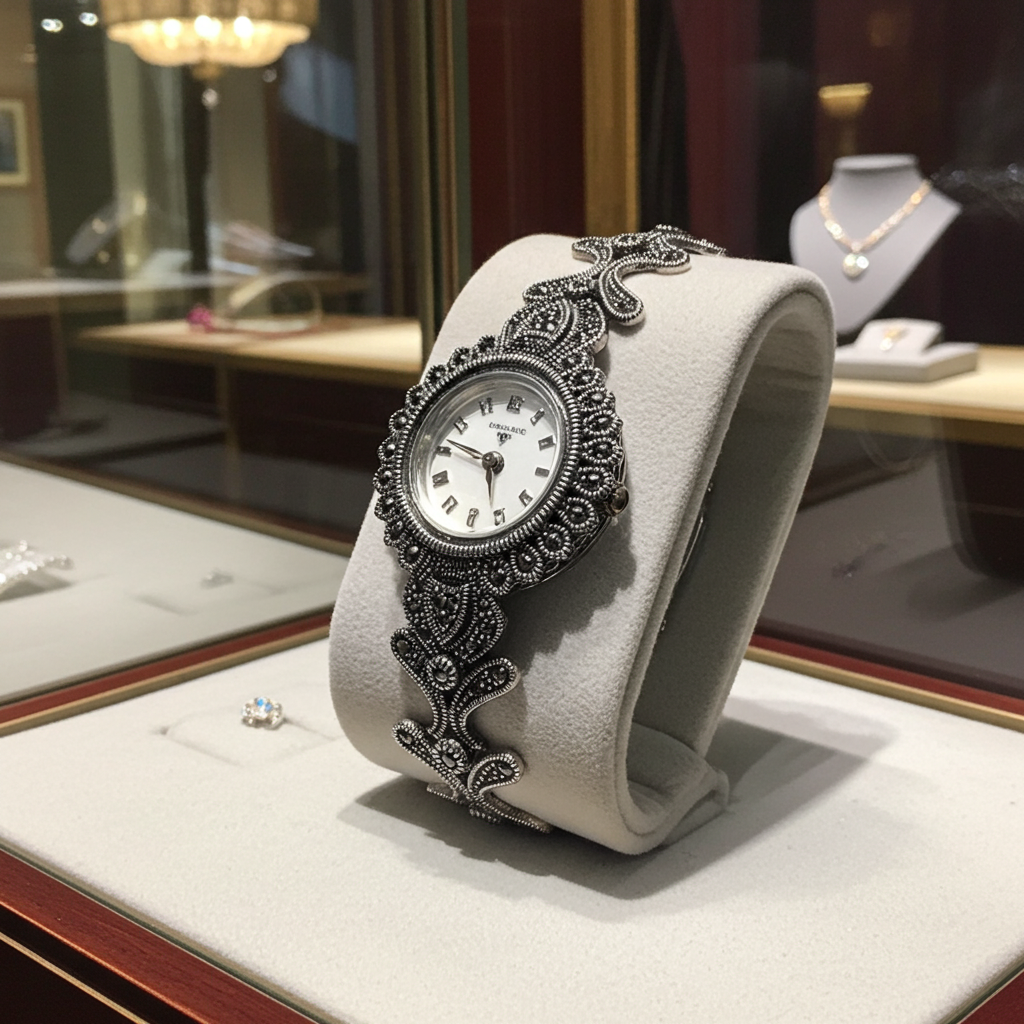 Bracelet-Montre Femme Argent 925 & Marcassite-Vindicta : Bijoux Argent 925 Massif, Luxe et Héritage