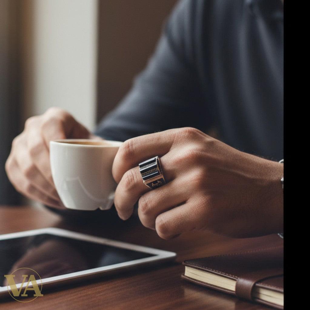 Bague Homme Argent 925 Onyx & Marcassite