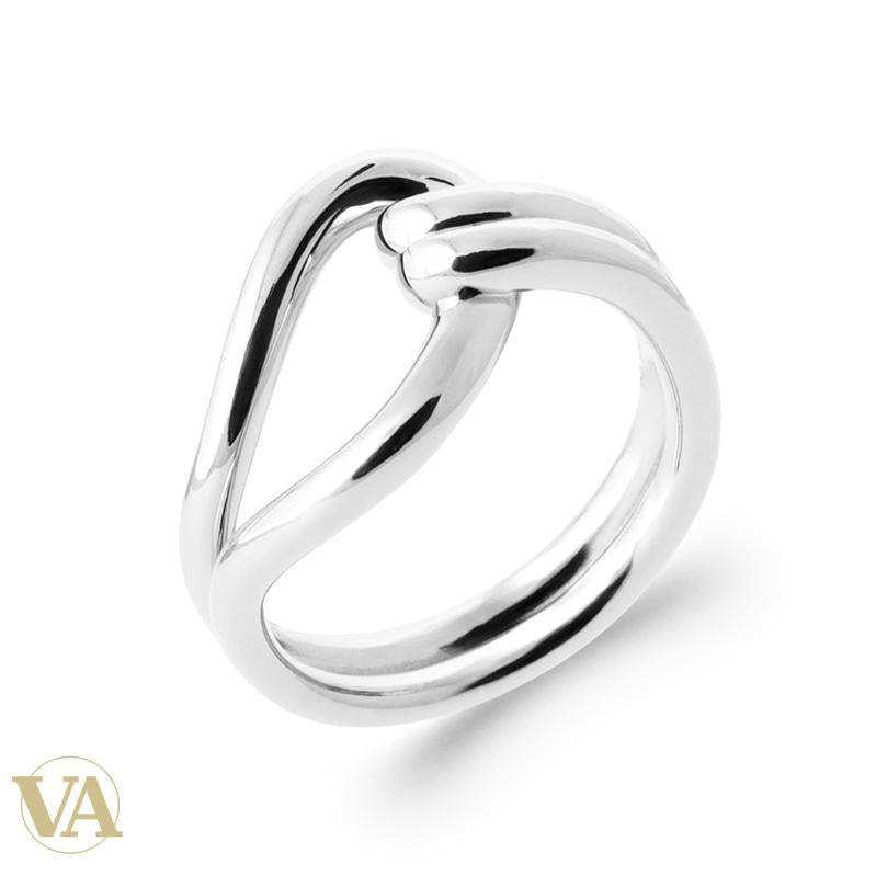 Bague Femme Argent 925 Rhodié – Cœur Ajouré à Double Anneau — détail