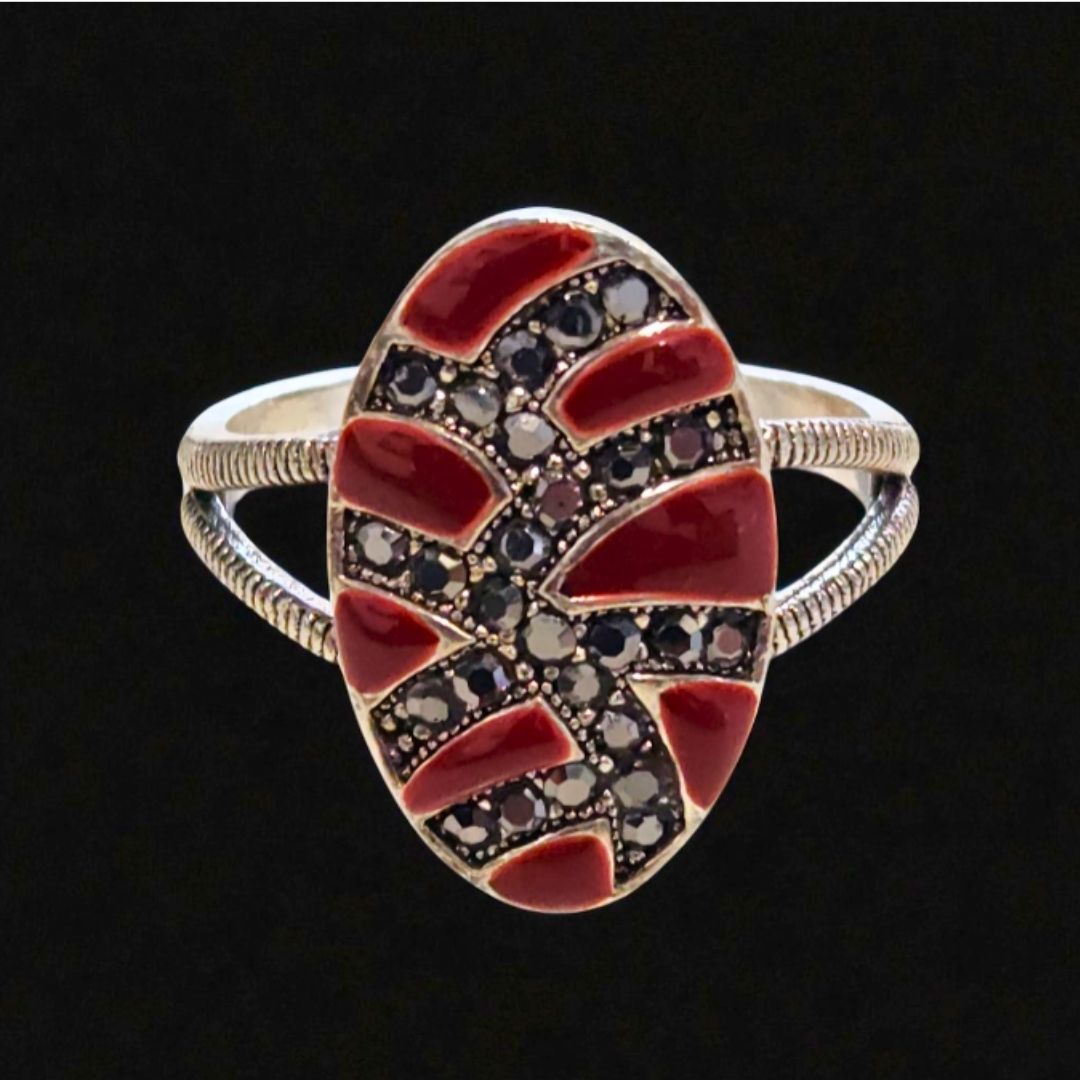 Bague Femme Argent 925 Cornaline & Marcassite