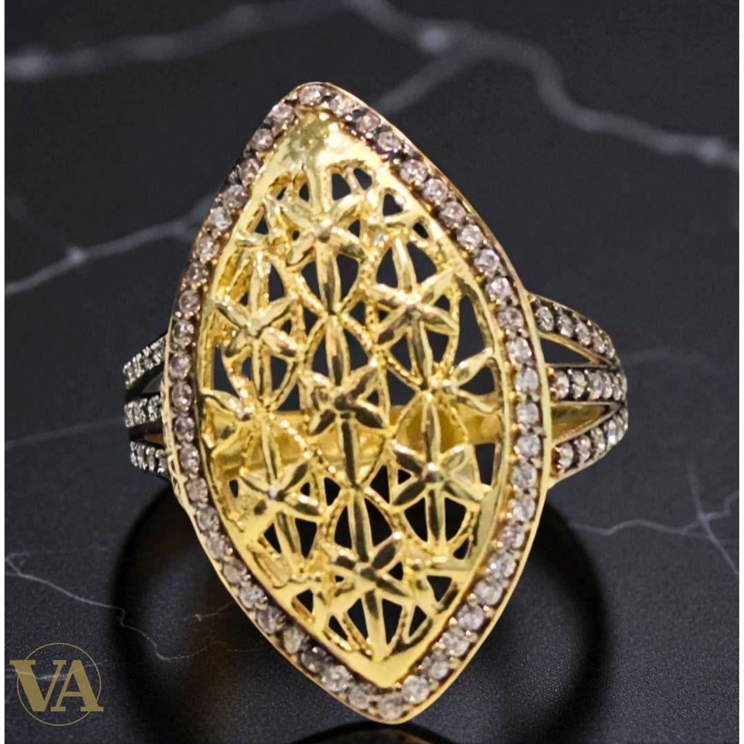 Bague Femme Argent 925 Plaqué Or 18K Losange