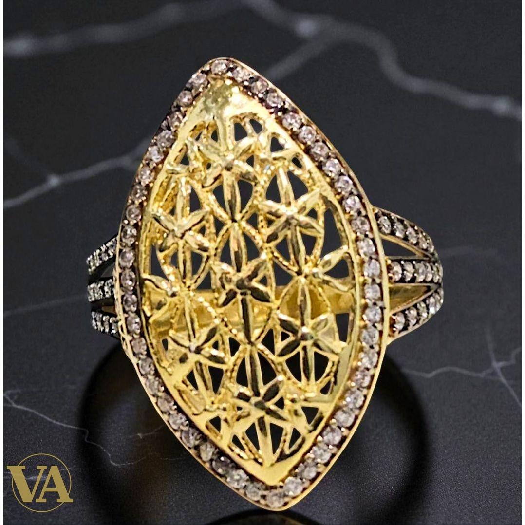 Bague Femme Argent 925 Plaqué Or 18K Losange