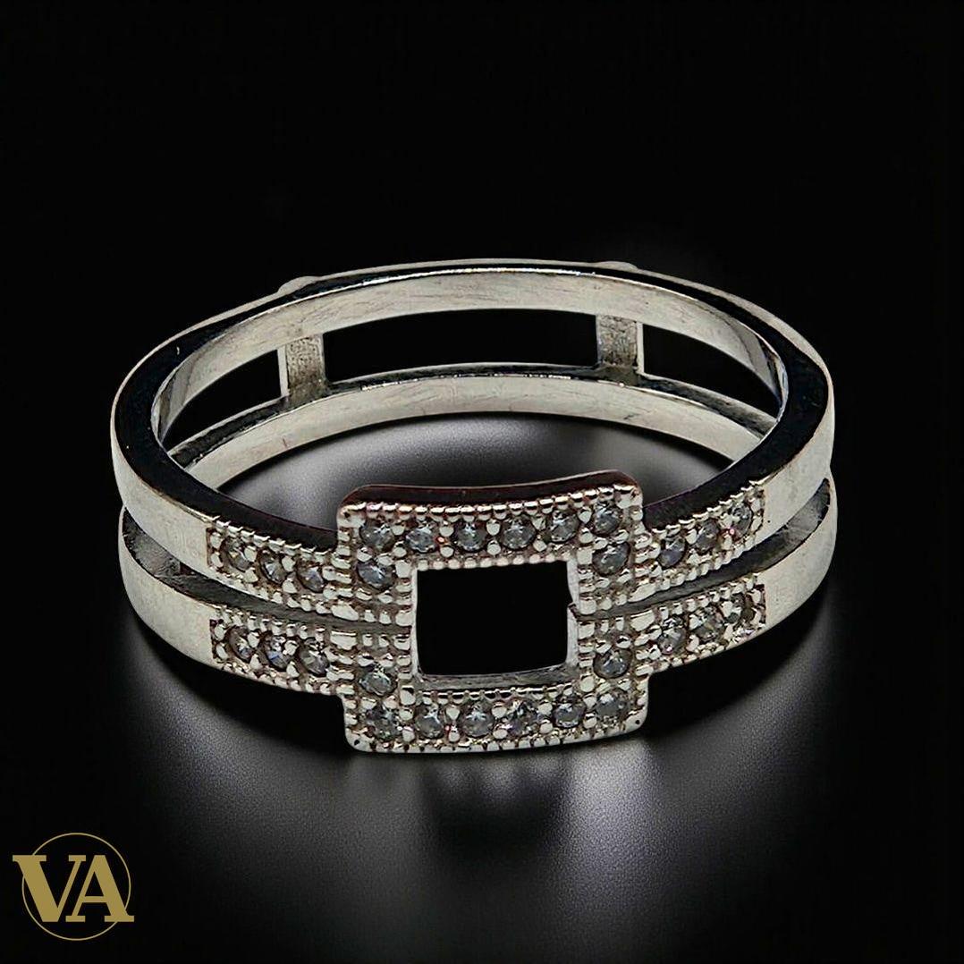 Bague femme argent 925 marcassites – Design géométrique – Élégance moderne et vintage