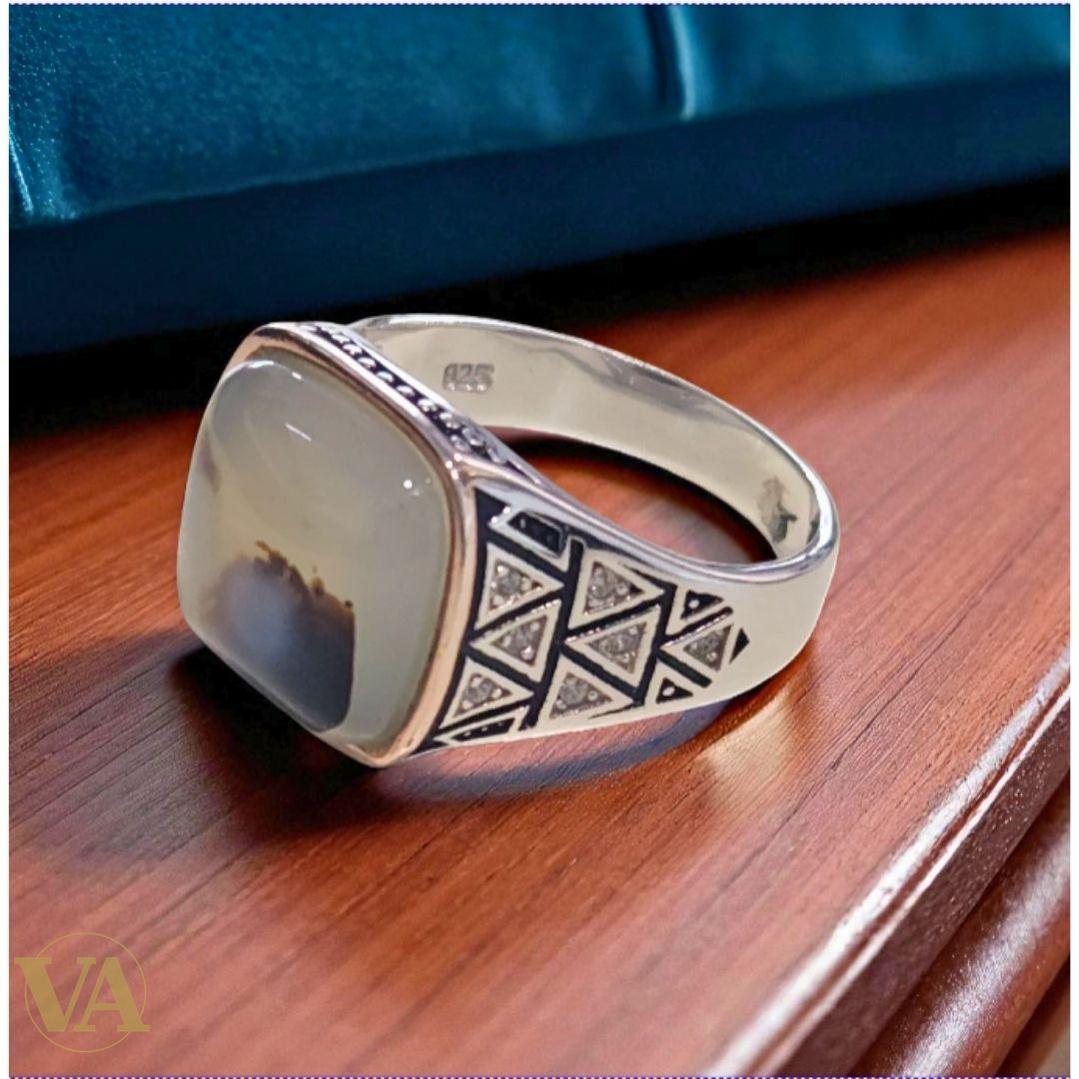 Bague Homme Argent 925 & Agate naturelle