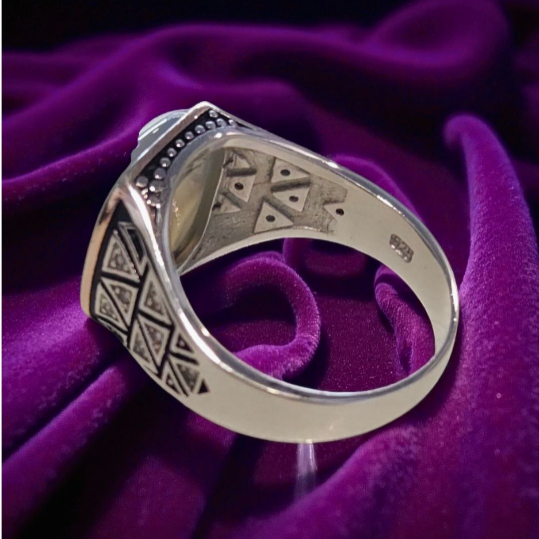Bague Homme Argent 925 & Agate naturelle