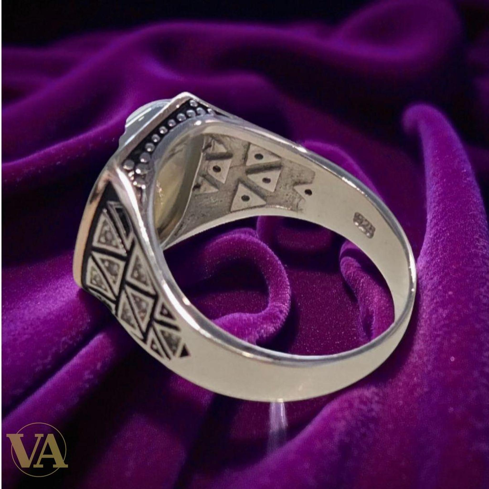 Bague Homme Argent 925 & Agate naturelle - Argent 925 - Vindicta