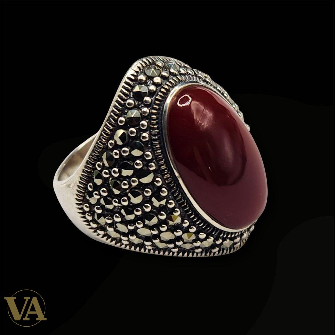 Bague argent 925 T56 cabochon cornaline